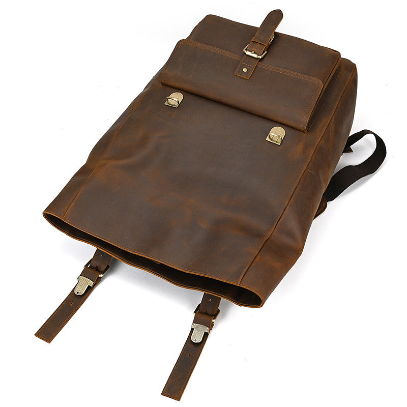 Men's Retro Backpack Crazy Horse Leather Schoolbag