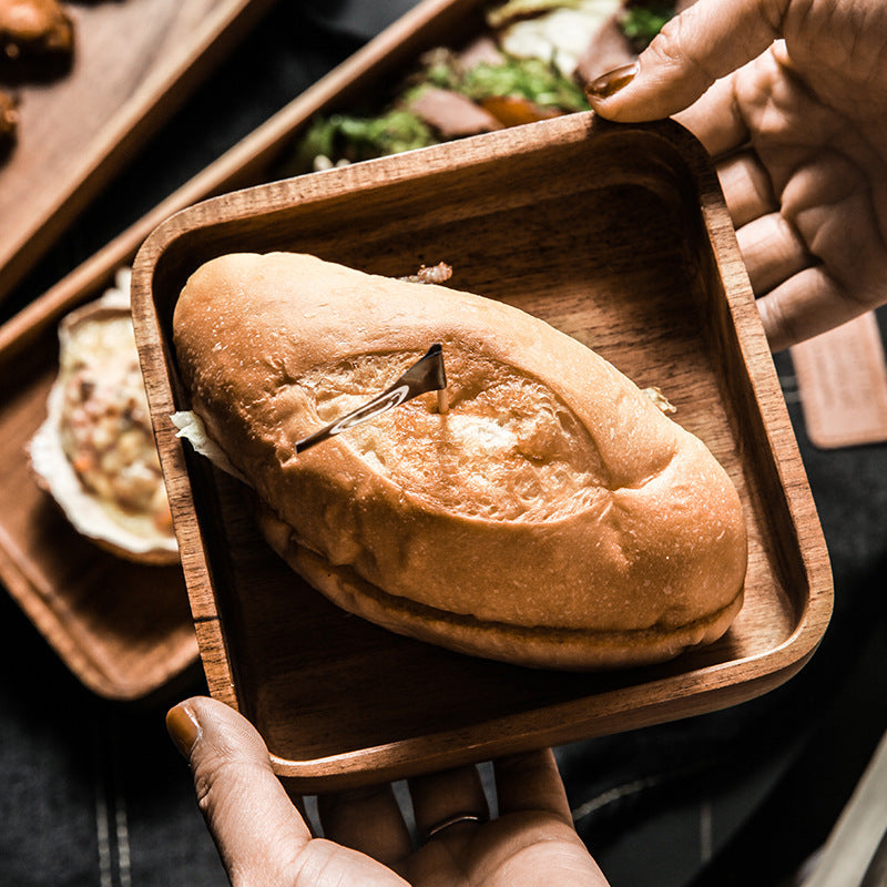 Wooden tray in Japandi style