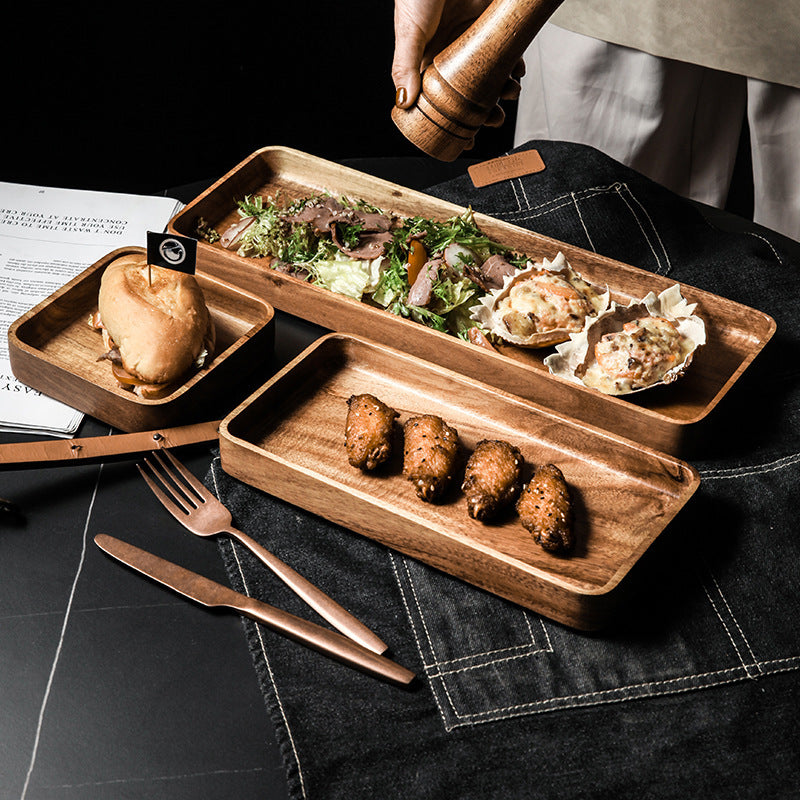 Wooden tray in Japandi style