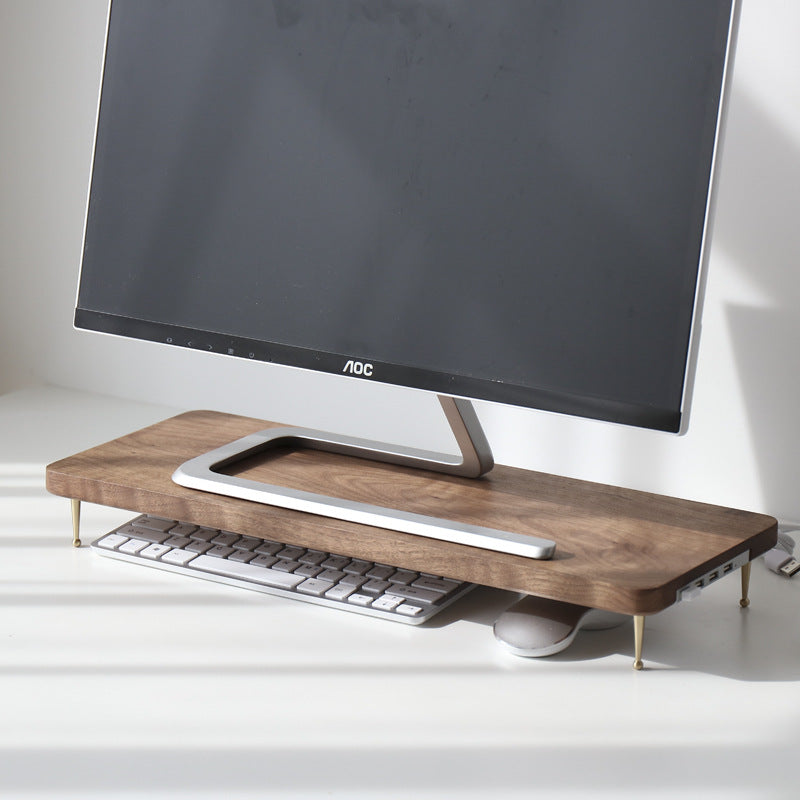 Computer stand made of walnut (with USB interface)